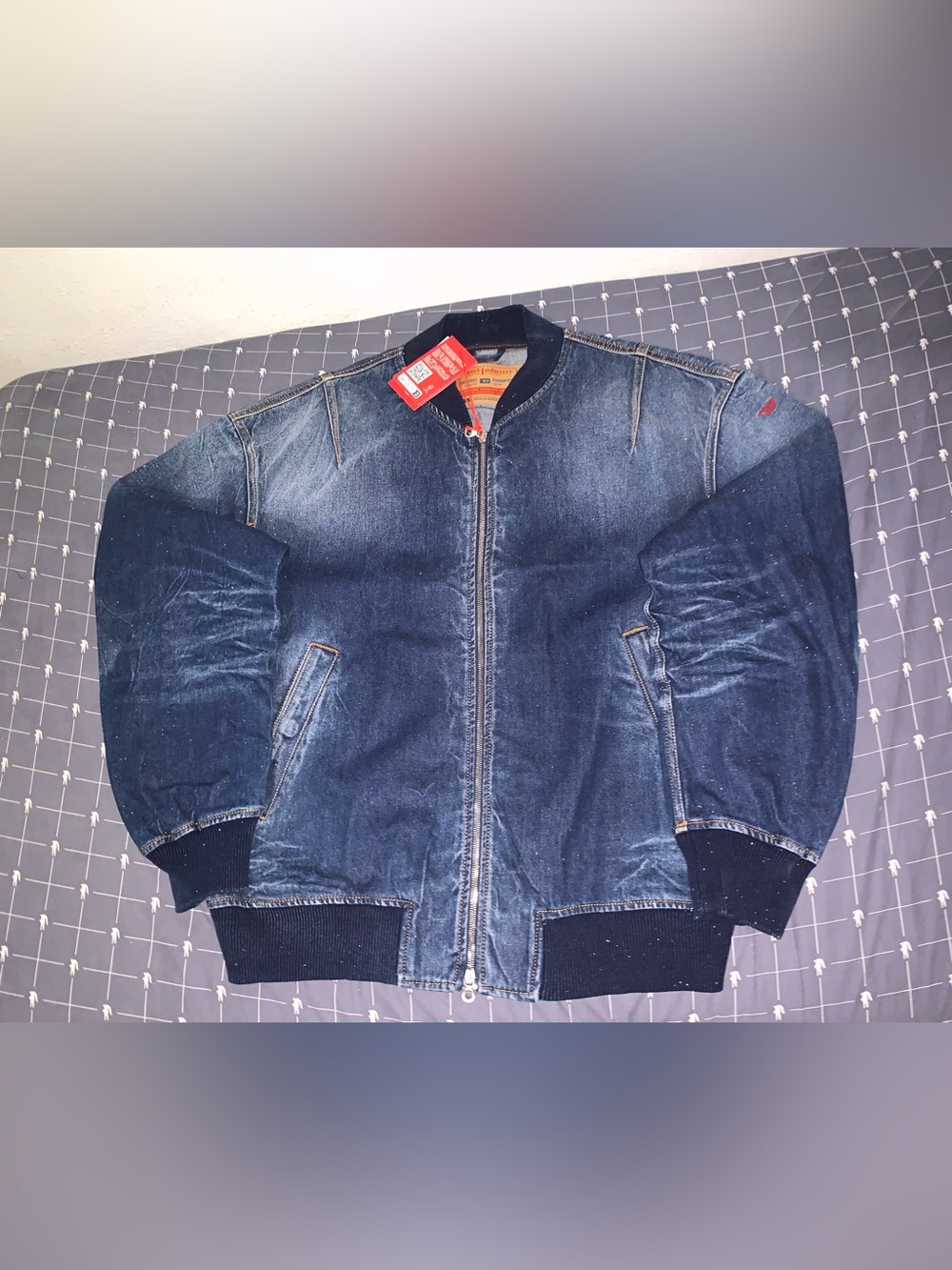 Diesel D-Vinz-S Denim Bomber Jacket Indigo Blue Size: X-Large
